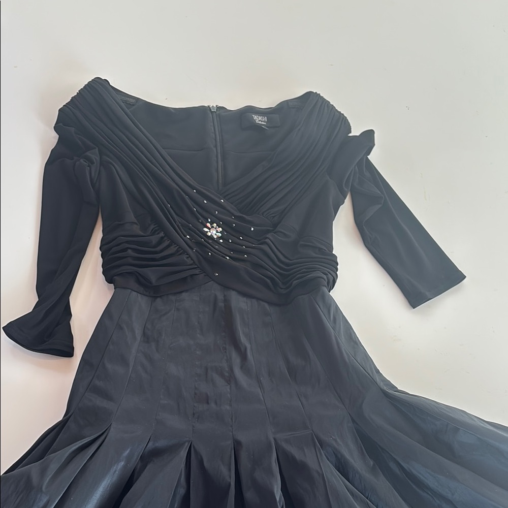 Cache Black Ruched Off-the-Shoulder Gown